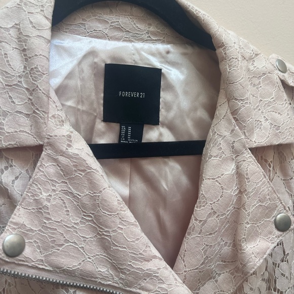 Forever 21 Baby Pink Lace Women's Moto Style Jacket - Picture 3 of 7